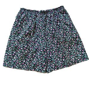 Essential Needs Pull-On Shorts with Pockets Black Floral Print Vintage 90s